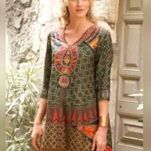 Soft Surroundings Dashiki Embroidered Batik Print Tunic